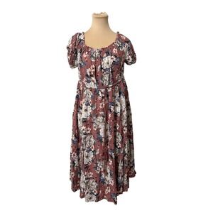 TORRID Floral  Off Shoulder Maxi Dress XL Size 1 Casual Pink Boho Cottagcore‎